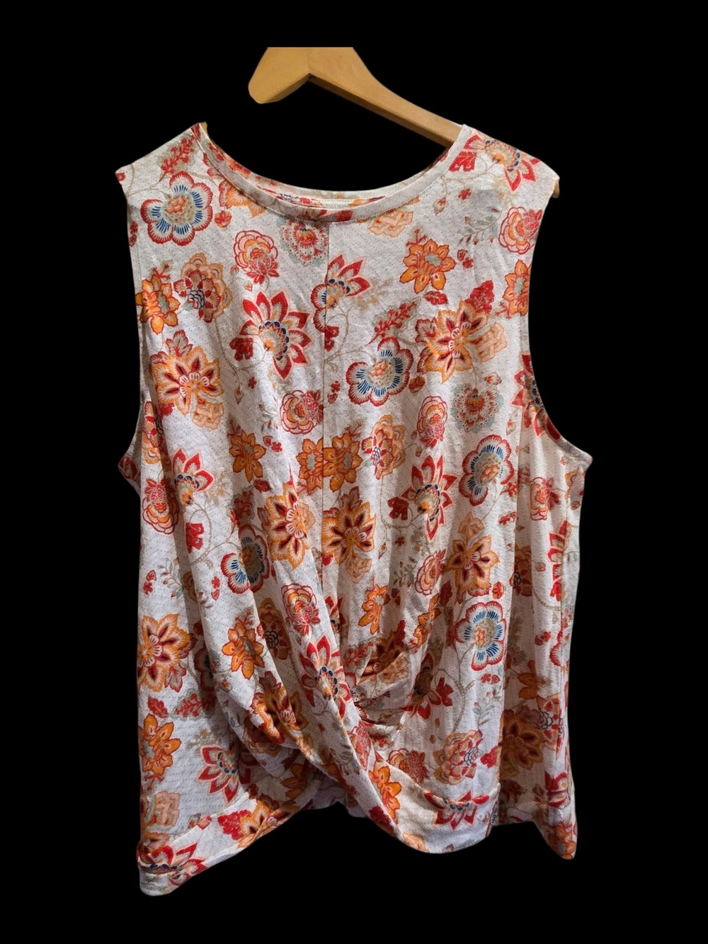 J. Jill Floral Twist-Front Linen Sleeveless Top - Picture 3 of 7